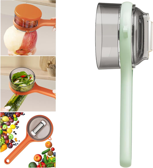 Peeling Knife With Storage Box, Fruit And Vegetable Peeler With Container, Double-Sided Stainless Steel Multi-Function Peeler For Home Kitchen (B-1pcs Green)