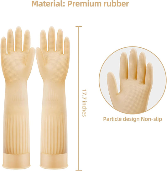 Coson home Long Rubber Dishwashing Cleaning Gloves, Elbow Length for Dishes Household Kitchenware Washing 17.8 Inches