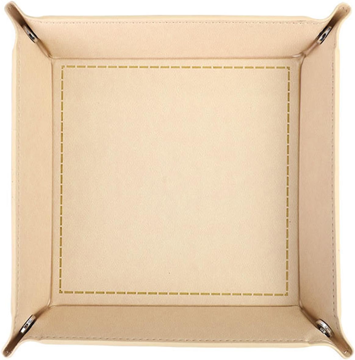 siduater Valet Tray Desktop Storage Organizer – Vegan Leather Catchall Bedside Vanity Tray Nightstand Caddy Holder for Remote Controller, Watch, Keys, Phone, Wallet, Coin, Jewelry, Beige