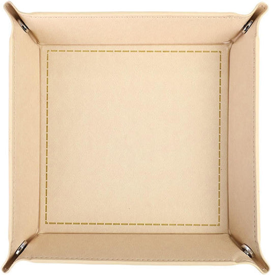 siduater Valet Tray Desktop Storage Organizer – Vegan Leather Catchall Bedside Vanity Tray Nightstand Caddy Holder for Remote Controller, Watch, Keys, Phone, Wallet, Coin, Jewelry, Beige