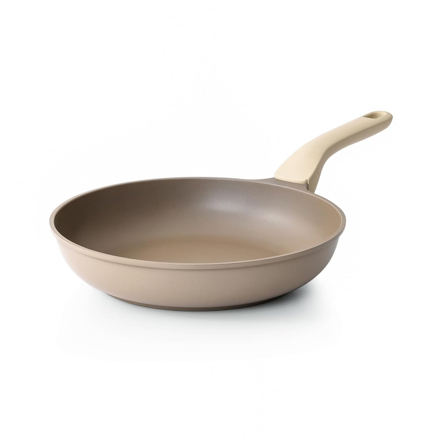 PRICUSIS Nonstick Frying Pan, 8/10/12 Inch Skillet with Stay Cool Handle, Stain/Scratch/Crack Proof, Induction Compatible & Oven Safe, Dishwasher Safe, PTFE & PFOA Free(10-Inch, Natural Linen)