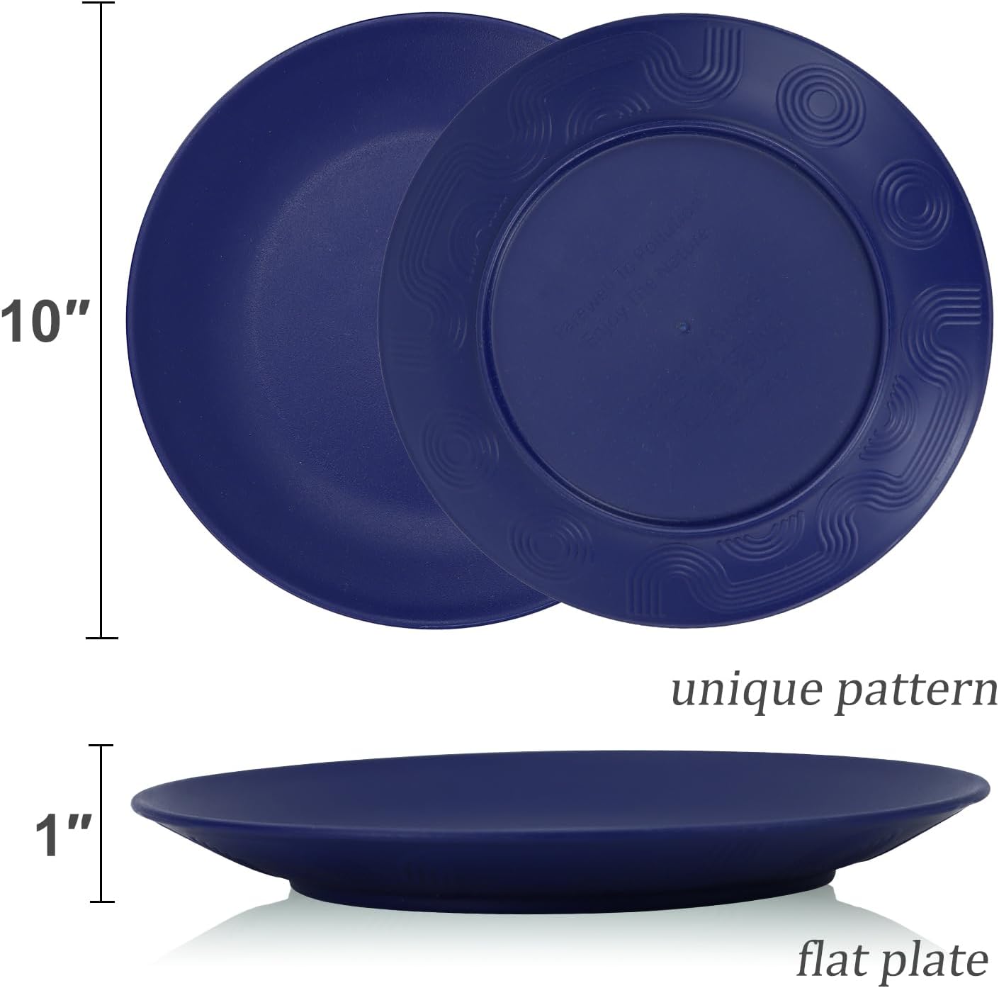 Wrova Wheat Straw Dinner Plates 10 Inch Unbreakable Set of 8 - Dishwasher & Microwave Safe Plastic Plates Reusable - Lightweight Plates for kitchen,camping,salad,appetizer - Ocean Series