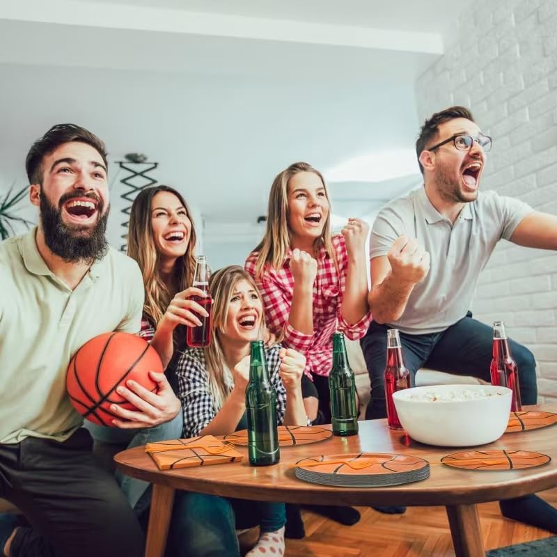 96 Pieces Basketball Themed Tableware Set - Sports Fan Disposable Dinnerware with Paper Plates, Napkins, Forks for Game Day, Team Celebrations, Birthdays Party Supplies for Kids Boys Serves 24 Guests