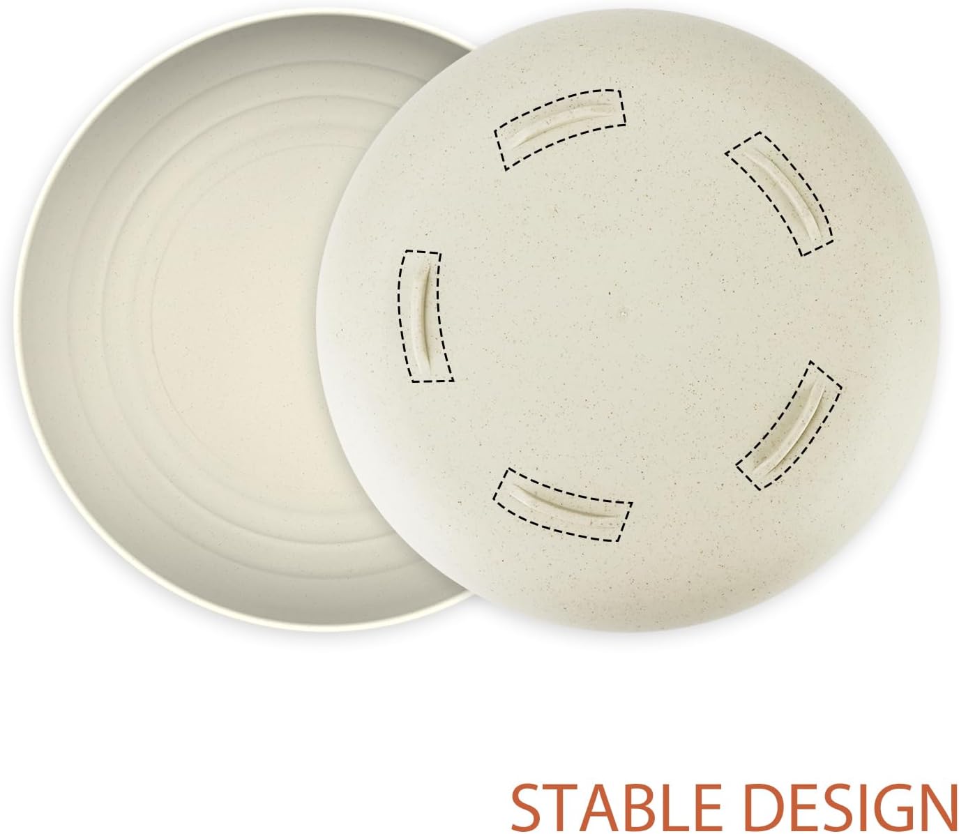 Wrova Large Wheat Straw Dinner Plates - 11 Inch Set of 8 - Unbreakable, Dishwasher & Microwave Safe - Deep Edge for Kitchen & Camping (Beige)