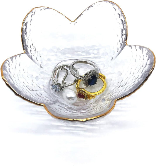 Small Ring Dish Jewelry Bowl, Glass Jewelry Dish Trinket Bowl, Crystal Ring Holder Dish Jewelry Plate, Nightstand Decor Jewelry Holder Dish, Engagement Gift Jewelry Tray Dish for Rings, Keys