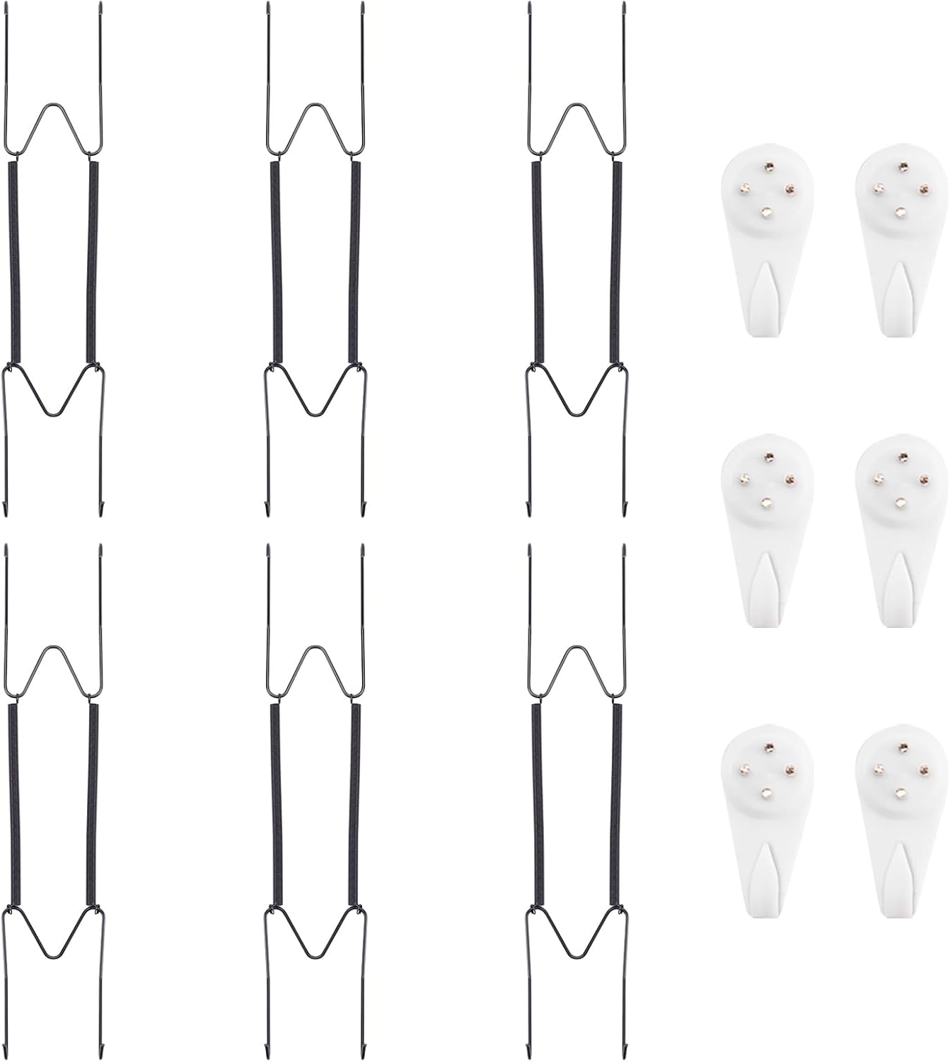 Bilillo 6 Pack Plate Hangers for The Wall, Suitable for 10''-14'' Decorative Plate,Invisible Heavy Duty Wire Plate Holder with Wall Hooks, Plate Hangers for Displaying Plates, Platter, Dish (Black)