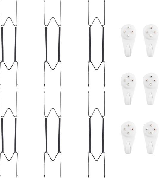 Bilillo 6 Pack Plate Hangers for The Wall, Suitable for 10''-14'' Decorative Plate,Invisible Heavy Duty Wire Plate Holder with Wall Hooks, Plate Hangers for Displaying Plates, Platter, Dish (Black)