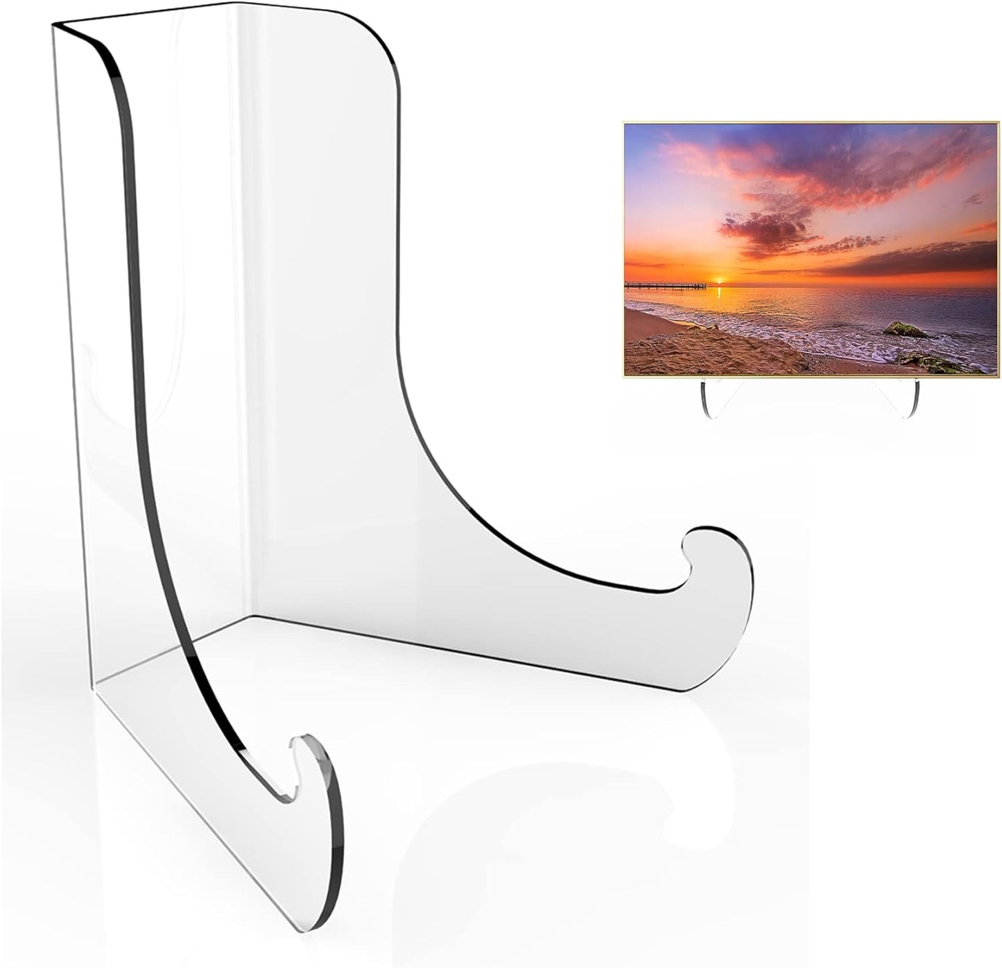 Boloyo Flat Back Acrylic Plate Display Stand, 6 Inch 2PC Clear Acrylic Display Holder Easel Base for Home Office Kitchen School Art Display