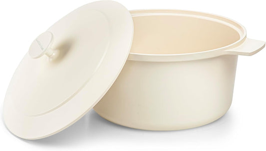 Gotham Steel 5 Qt Dutch Oven Pot with Lid, Nonstick Ceramic Dutch Oven Stock Pot, 10 in 1 Cooking Pots & Dutch Ovens for Bread Baking, Lightweight Oven & Dishwasher Safe – Cream