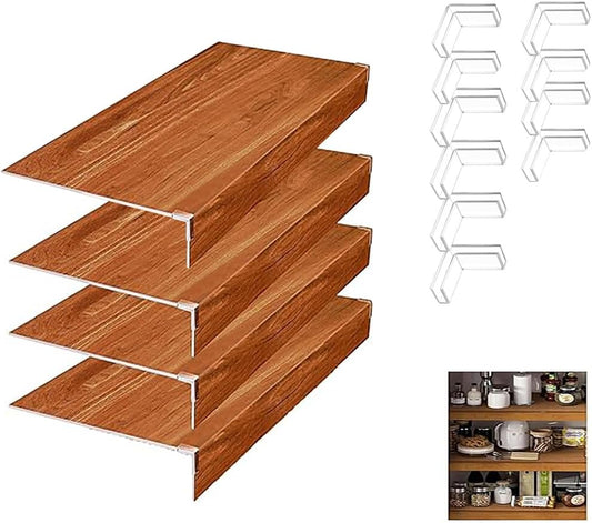 4 Pcs Wire Rack Covers, PVC Wire Shelf Cover for Pantry, Removable Closet Decoration Shelf Liners with Corner Guards for Kitchen Bathroom Office Shelving, Durable Shelves Easy Install,Brown