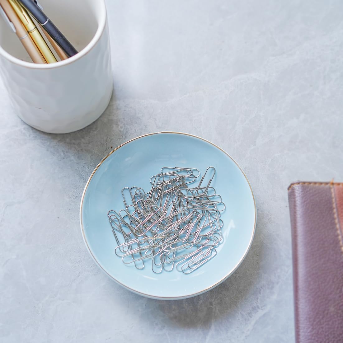 4.75" Ceramic Jewelry Tray, Small Ring Dish Holder Trinket Tray, Catch All Trays for Ring Earring Necklace Key, Christmas Gifts for Women Girls (Light Blue)