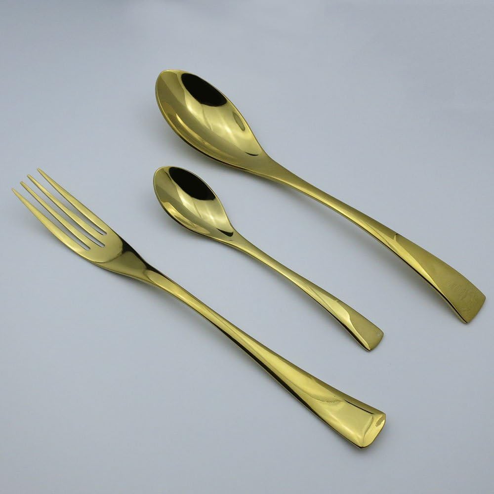 Luxury 4-Piece 18/10 Stainless Steel Flatware Set, Mirror Polishing Gold