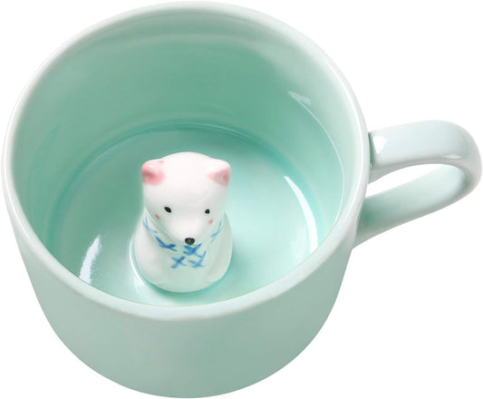 Surprise 3D Coffee Mug Animal Inside 8 oz with Polar Bear,Cute Cartoon Handmade Ceramics Cup,Christmas Birthday Surprise for Friends Family or Kids (Polar Bear)