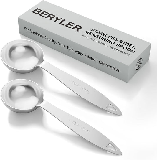 2PCS 1TBSP Single Measuring Spoon, 15ML Stainless Steel Individual Measure Scoop Only