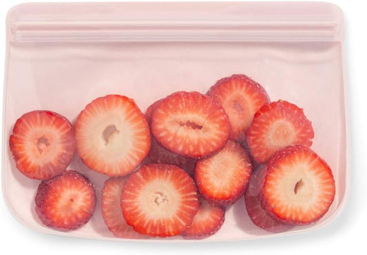 W&P Porter Silicone Reusable Storage Bag, Sandwich (10oz Flat), Blush, Food Storage Container, Microwave and Dishwasher Safe, Easy Cleaning