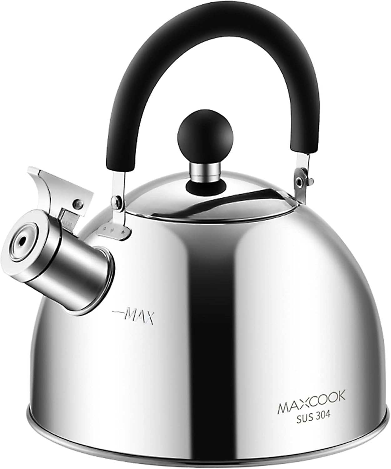 304 Stainless Steel Whistling Tea Kettle 2.1 Quart/2L, Suitable to Boiling Water & Tea on Induction Stove, Gas Stove Top