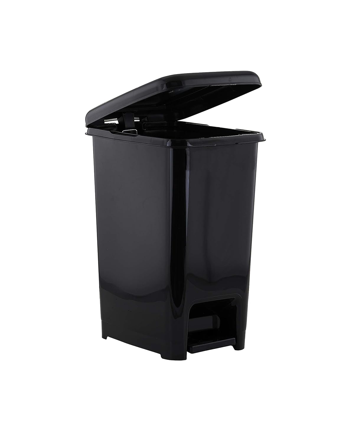 Superio Slim Step On Pedal Plastic Trash Can, Waste Bin for Under Desk, Office, Bedroom, Bathroom, Kitchen (2.5 gal) (Black)