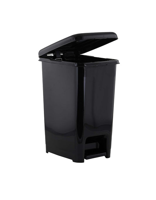 Superio Slim Step On Pedal Plastic Trash Can, Waste Bin for Under Desk, Office, Bedroom, Bathroom, Kitchen (2.5 gal) (Black)