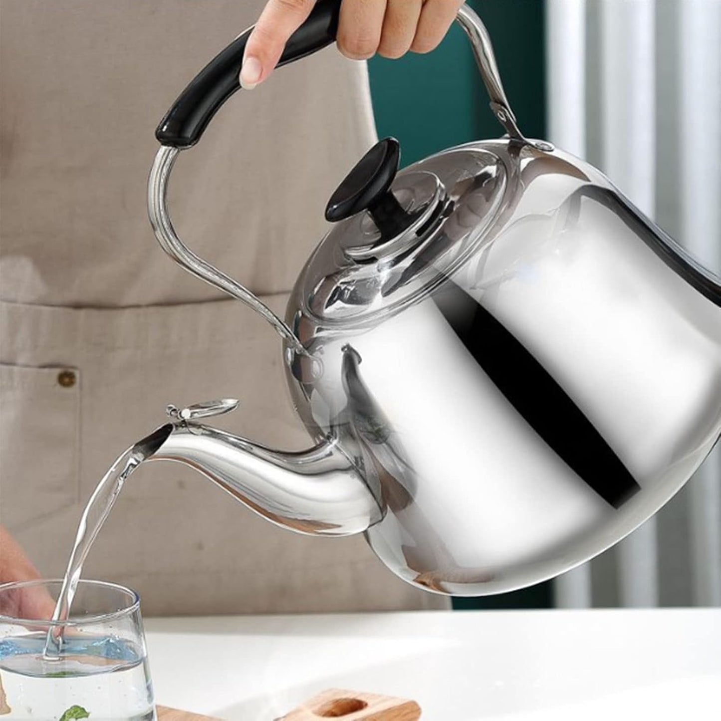 Whistling Tea kettle, 2L Stainless Steel Tea Kettle Stovetop With Anti-Hot Handle, Hot Water Boiling Tea Pots For Stove Top - Silver
