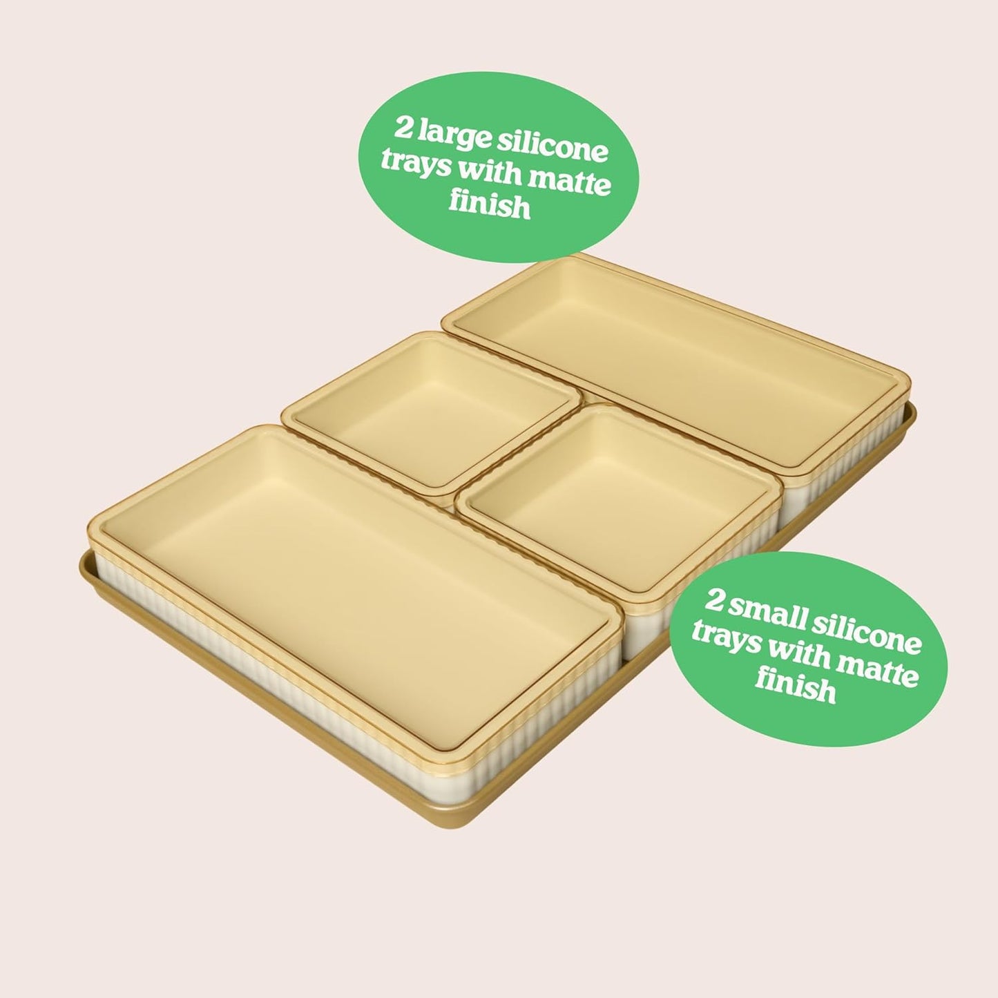 Cravings by Chrissy Teigen 9-Piece Baking Set, Non-Stick Bakeware Set with 2 Large Silicone Trays, 2 Small Silicone Trays with 4 Lids & 1 Baking Sheet Tray, Oven-Safe Upto 450°F