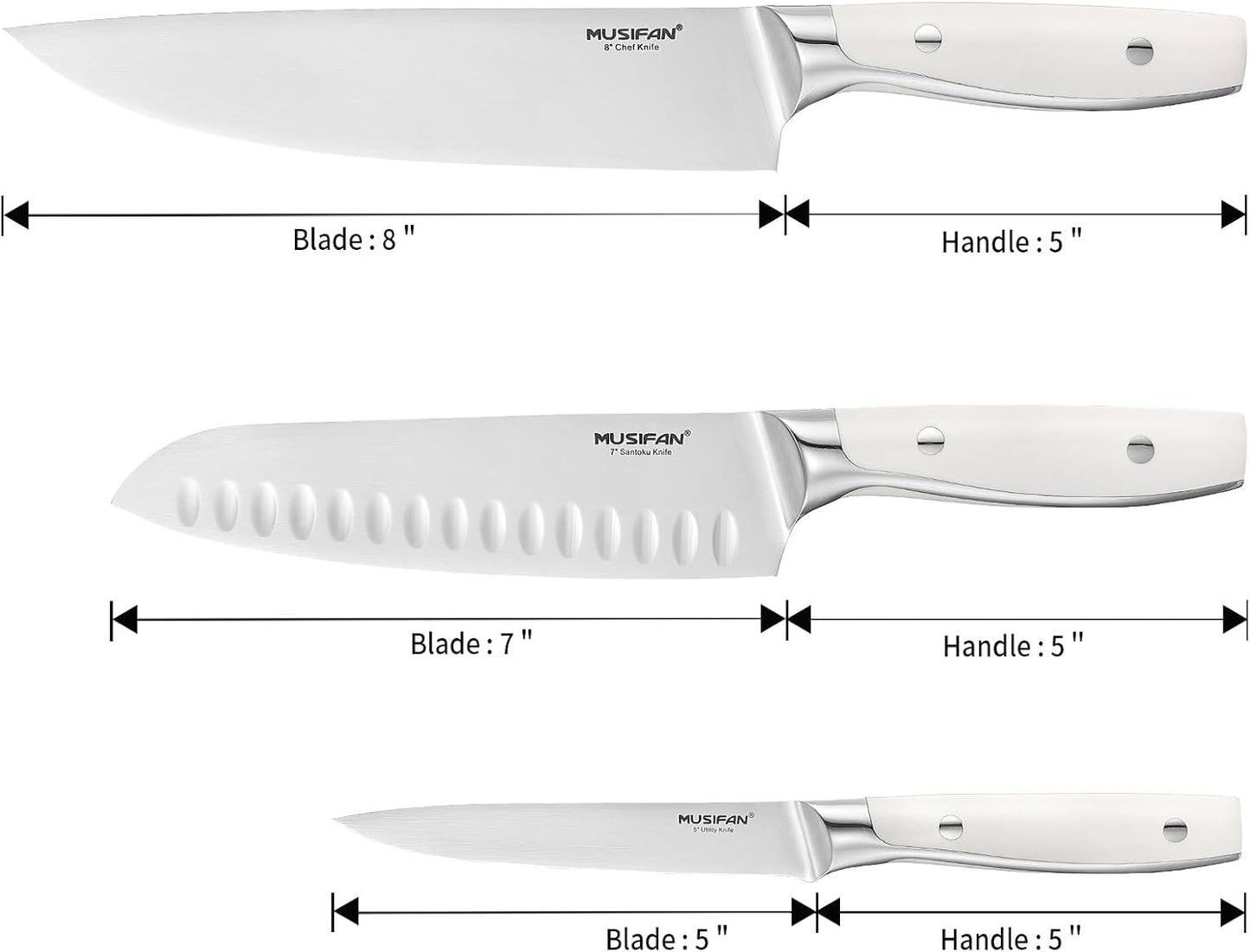 3-Piece Chef Knife Set, Professional Ultra Sharp Kitchen Knives For Cooking High Carbon Stainless Steel, With Ergonomic Handle Design (three)