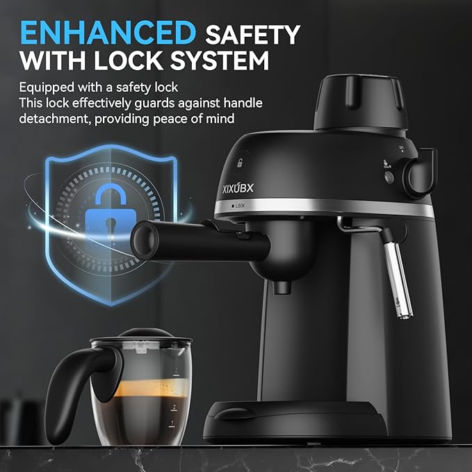 Coffee Machine, 3.5 Bar Espresso & Cappuccino Machine with Steam Wand, Compact Design Coffee Maker for Latte, Safety Lock & Tritan Cups, 800w, Black