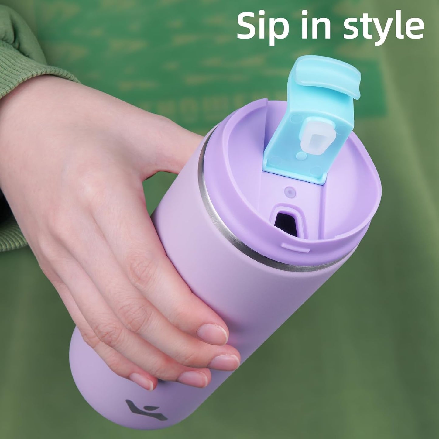 Tumbler with Lid, 12 oz Travel Coffee Mug Double Wall Vacuum Stainless Steel Thermal Metal Cup Insulated Water Bottle,Lavender