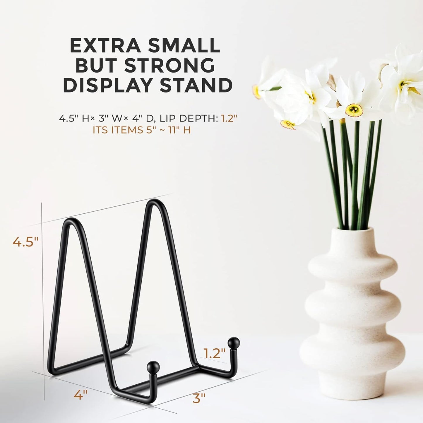 TR-LIFE 3 Pack 4.5 Inch Plate Stands for Display - Easel Holder Stand for Picture Frame, Decorative Platter, Book, Photo