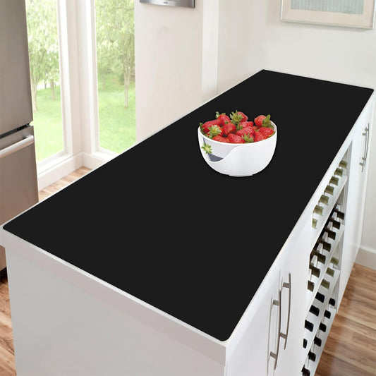 47.3''x23.6'' Extra Large Silicone Mat for Kitchen Counter, 1.4MM Thick Non-Slip Heat Resistant Countertop Protector, Waterproof Durable Kitchen Mat for Countertops, Islands (Black)
