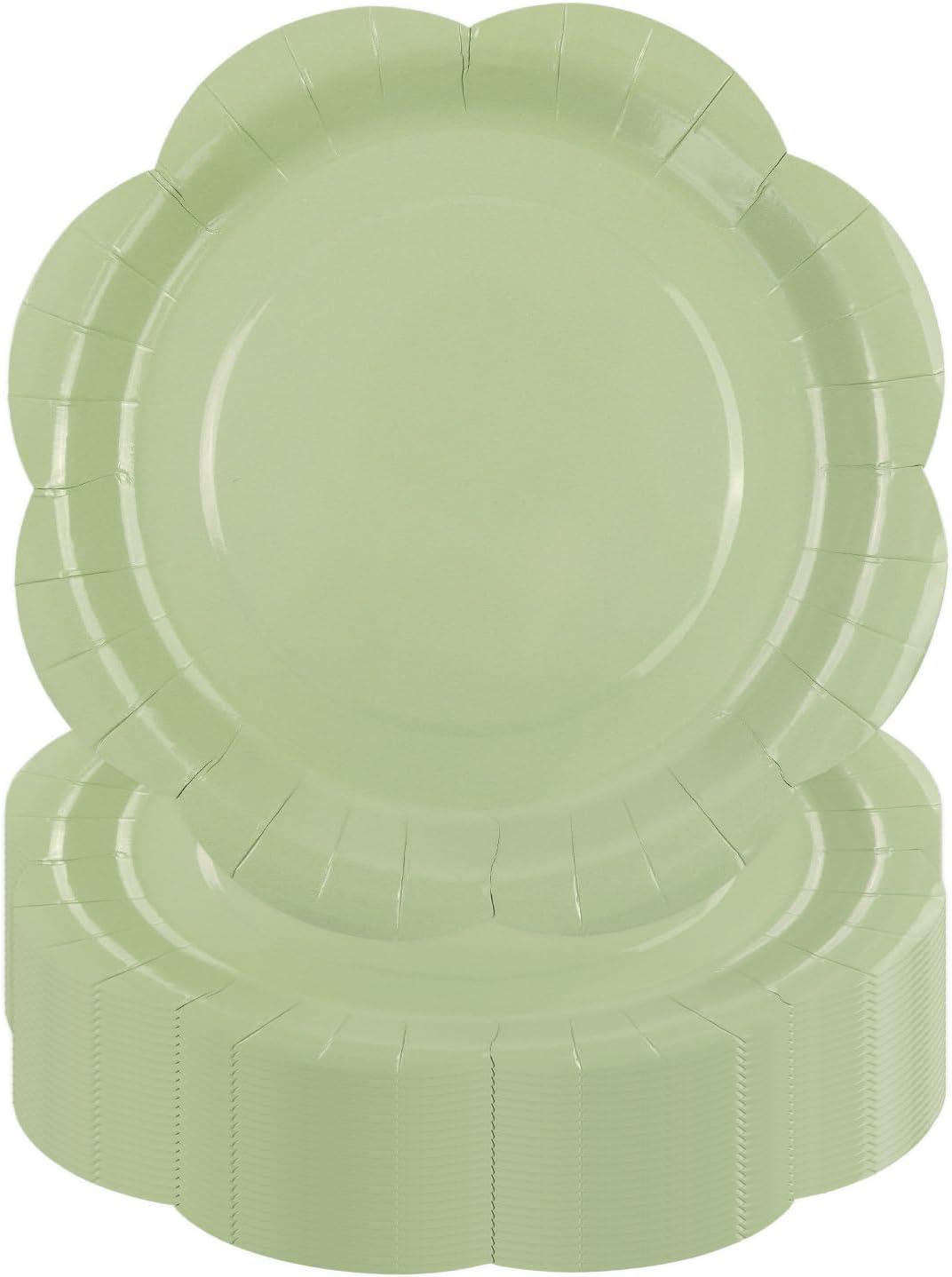 50 Pack Sage Green Paper Plates 7 Inch, Disposable Scalloped Plates Cake Dessert Plate for Dinner Baby Shower Wedding Bridal Shower Birthday Party Supplies (Sage Green, 7 inch)