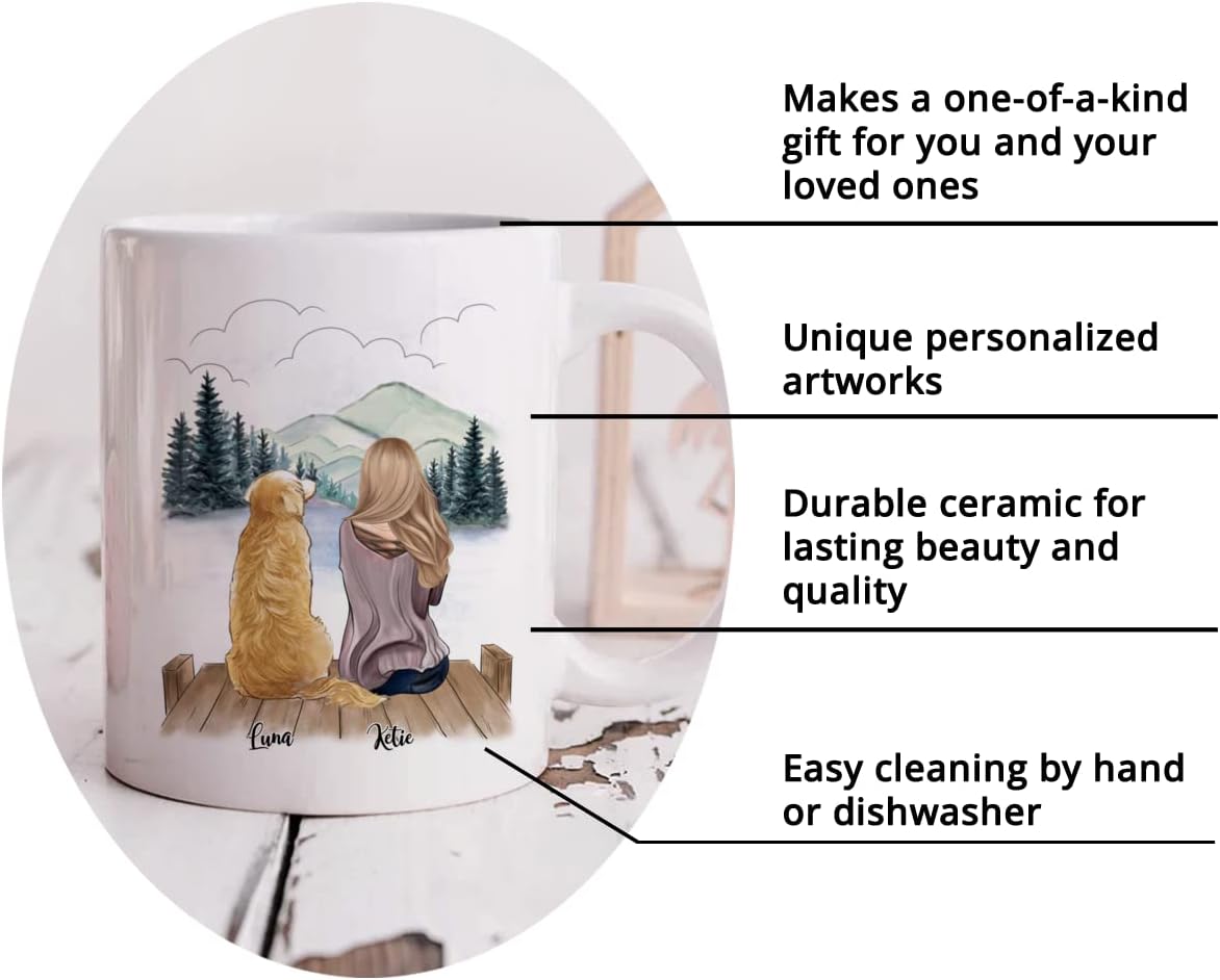 Gossby Personalized Dog Mug - Life is Better with a Dog (Girl - Dog) - 11oz, 15oz Custom Dog Coffee Mug for Dog Lover - White, Two-tone Dog Mom Mug for Women - Personalized Dog Gifts for Dog Lovers