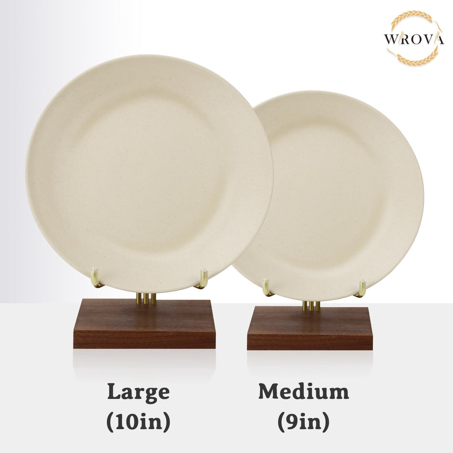 Wrova Wheat Straw Dinner Plates 10 Inch Unbreakable Set of 8 - Dishwasher & Microwave Safe Plastic Plates Reusable - Lightweight Plates for kitchen,camping,salad,appetizer - Beige