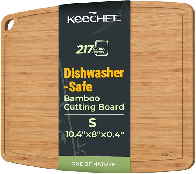 Dishwasher Safe Carbonized Bamboo Wood Cutting Boards for Kitchen with Juice Groove, Wooden Charcuterie & Chopping for Fruit, Vegetables & Cheese, Durable, Lightweight, Water-Resistant