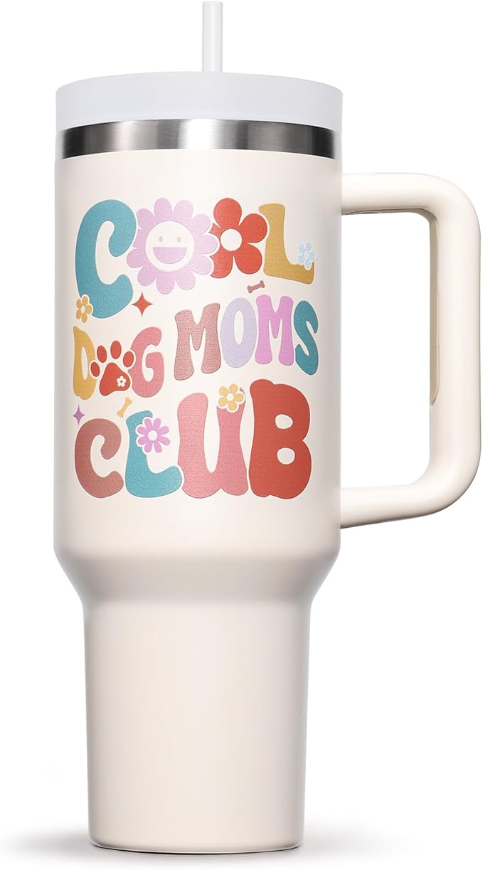 Dog Mom Gifts for Women, Christmas Gift for Dog Lover, 40 OZ Tumbler Dogs Gift for Mom, Wife, Grandma, Auntie, Sister, Friends, Teacher, Unique Cool Xmas Birthday Gifts for Dogs Owners Insulated Cup