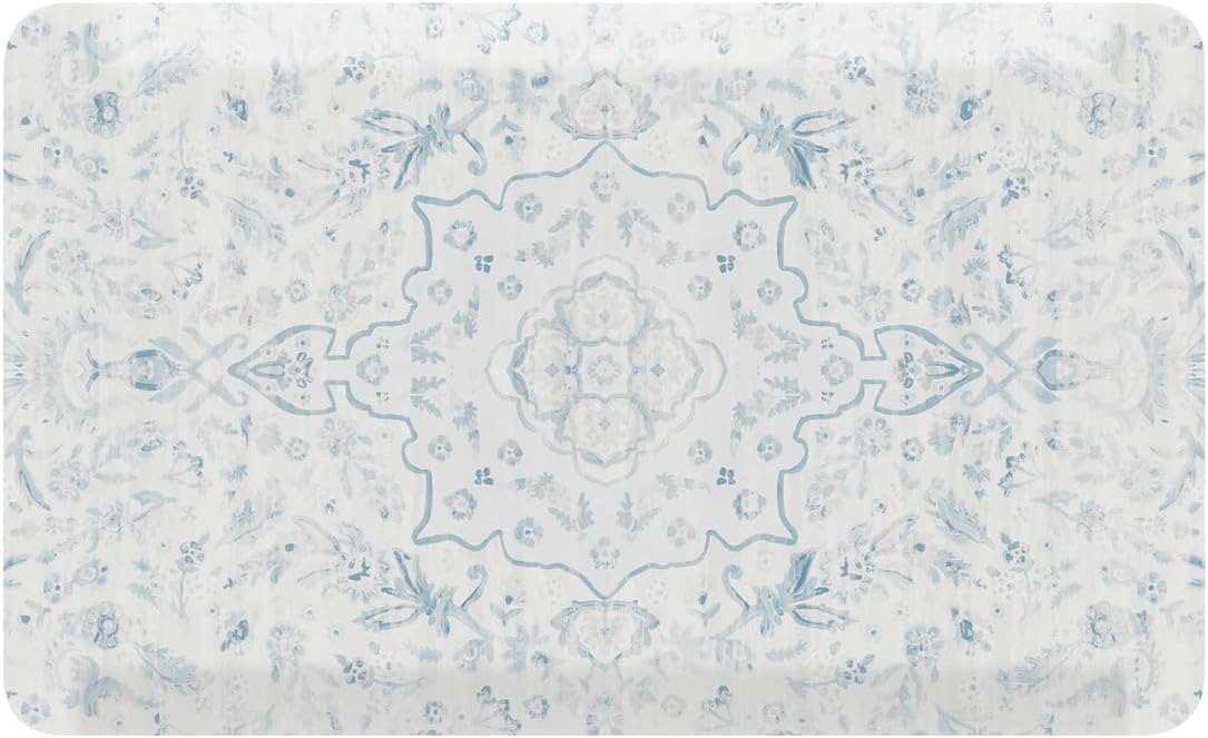 House of Noa Nama Standing Mat – Anti-Fatigue Cushioned Kitchen Mats for Floor | Ergonomic Bounce-Back Foam Kitchen Mats | Anti-Fatigue Mats for Kitchen & Standing | Emile Delft Blue | 22" x 36"