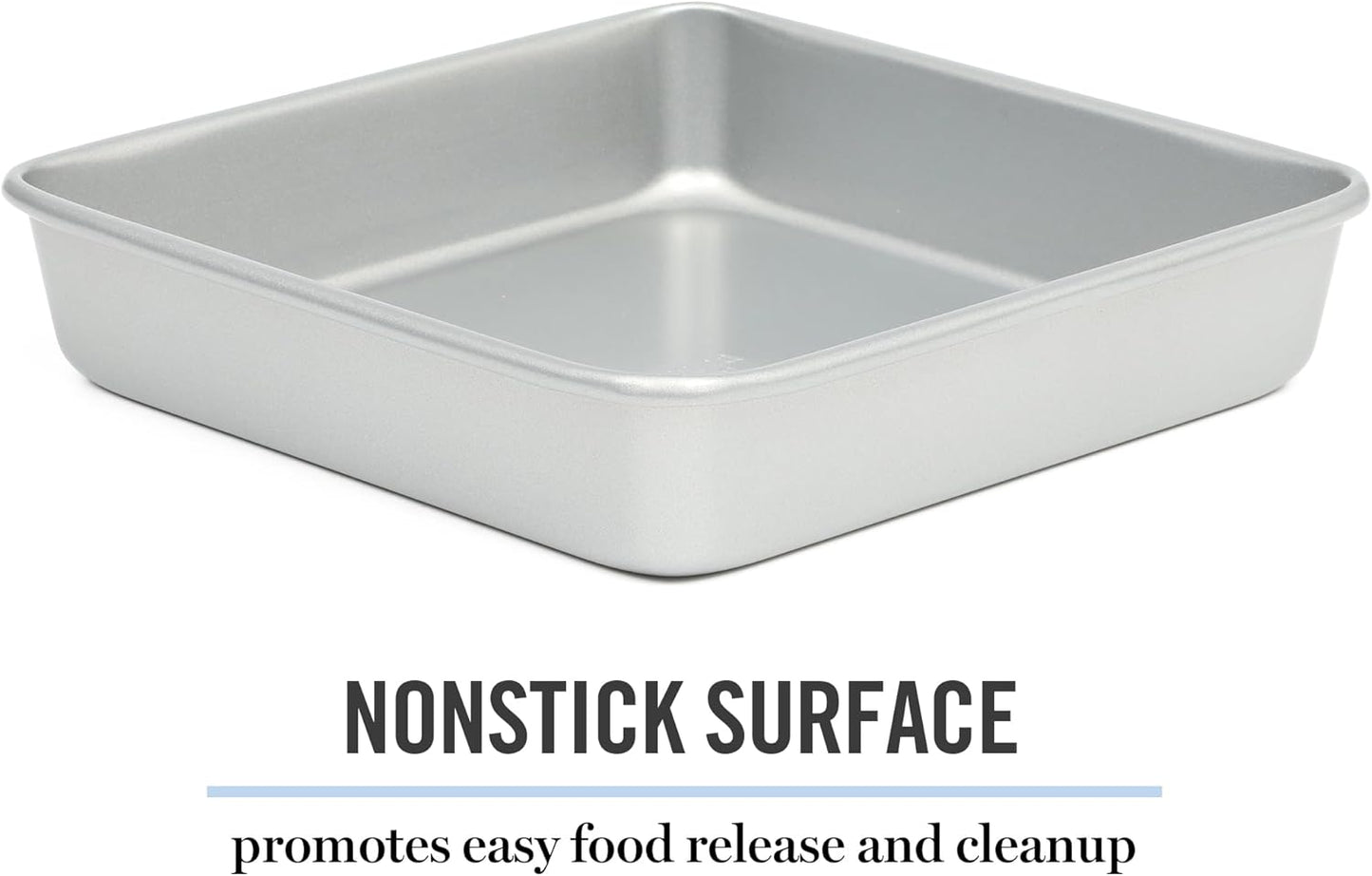 Martha Stewart Gallen 9 Inch Square Nonstick Carbon Steel Cake Pan - Silver