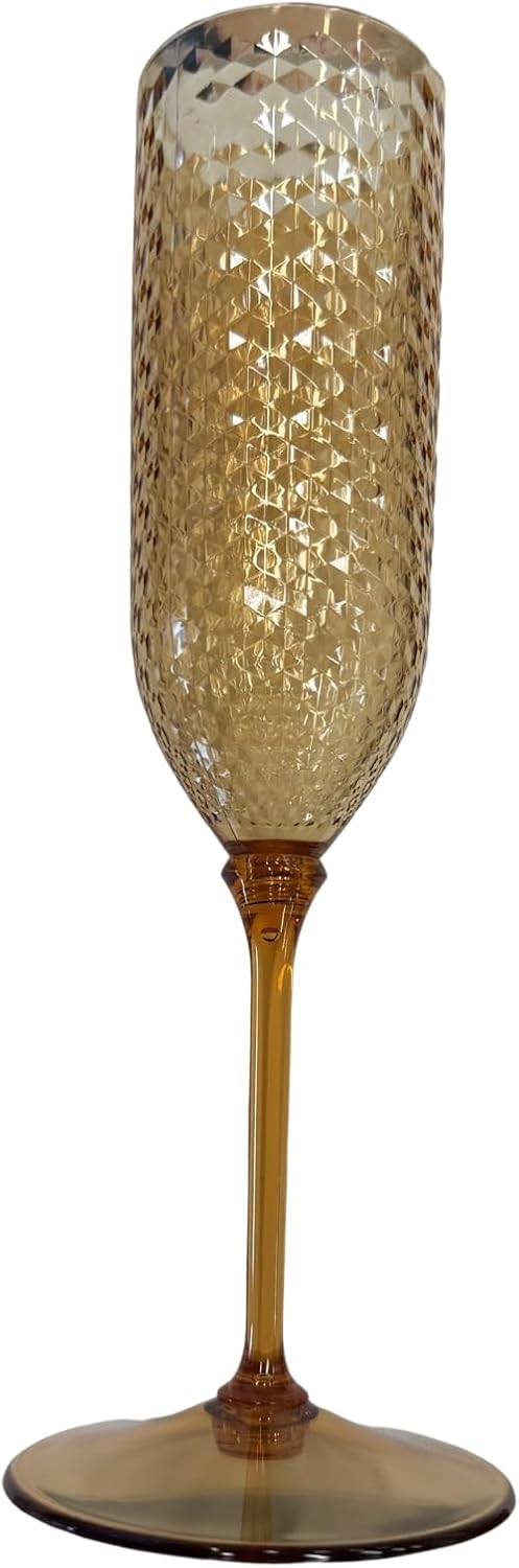 XUWAIDSGN 24 Pack Brown Detachable 2 piece Champagne Flutes 5.5 Oz Unbreakable Plastic Mimosa Disposable Champagne Glasses Drinking Cups Stemmed Reusable Wine Toasting Glasses for Wedding (24, Brown)