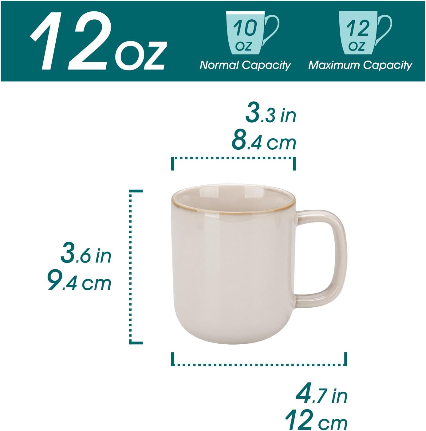 vancasso Coffee Mugs Set of 6, 12 Oz Ceramic Coffee Cups with Handle, Ceramic Unique Glaze Coffee Cup for Cappuccino, Latte, Tea, Cocoa, Dishwasher & Microwave Safe Gift Sets, Beige, Series PLAYA