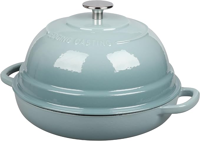 Enameled Cast Iron Dutch Oven Pot with Lid, Round Bread Oven for Homemade Sourdough Bread Baking, 6 Quart, Seasalt