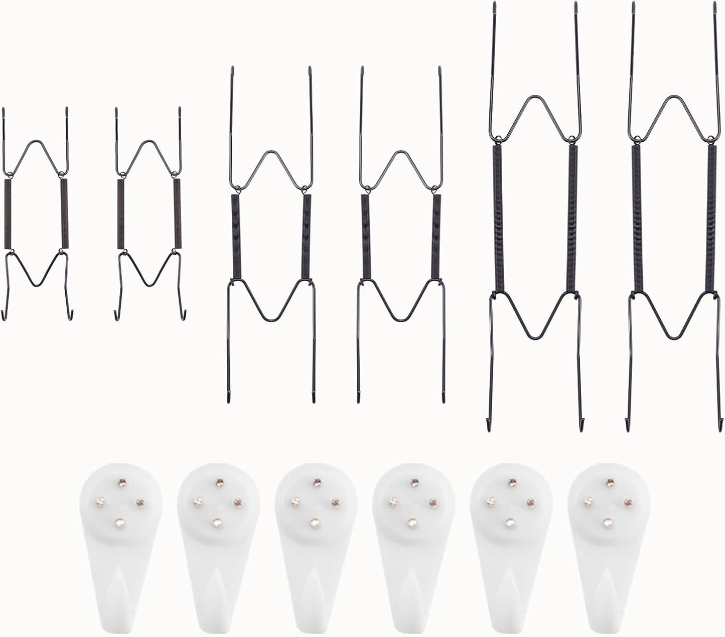 6 Pack 6/8/10 Inch Decorative Plate Medium Plate Hangers for The Wall, Invisible Stainless Steel Wall Hangers for Display with Hooks, for Platter/Dish/Picture(Black)