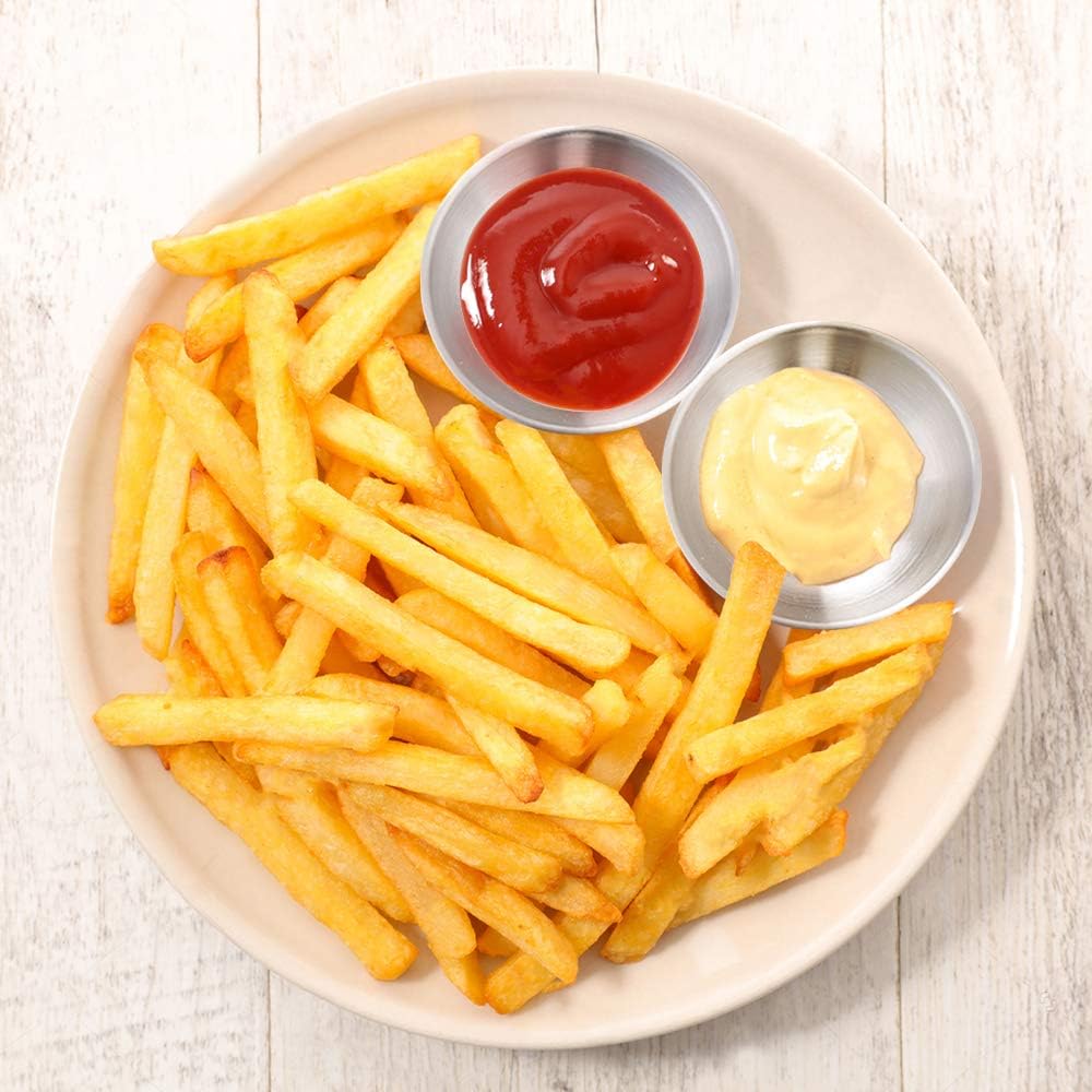 8 Pack 3.2inch Stainless Steel Sauce Dishes Mini Individual Saucers Bowl Round Seasoning Dishes Sushi Dipping Bowl Appetizer Plates, Sliver