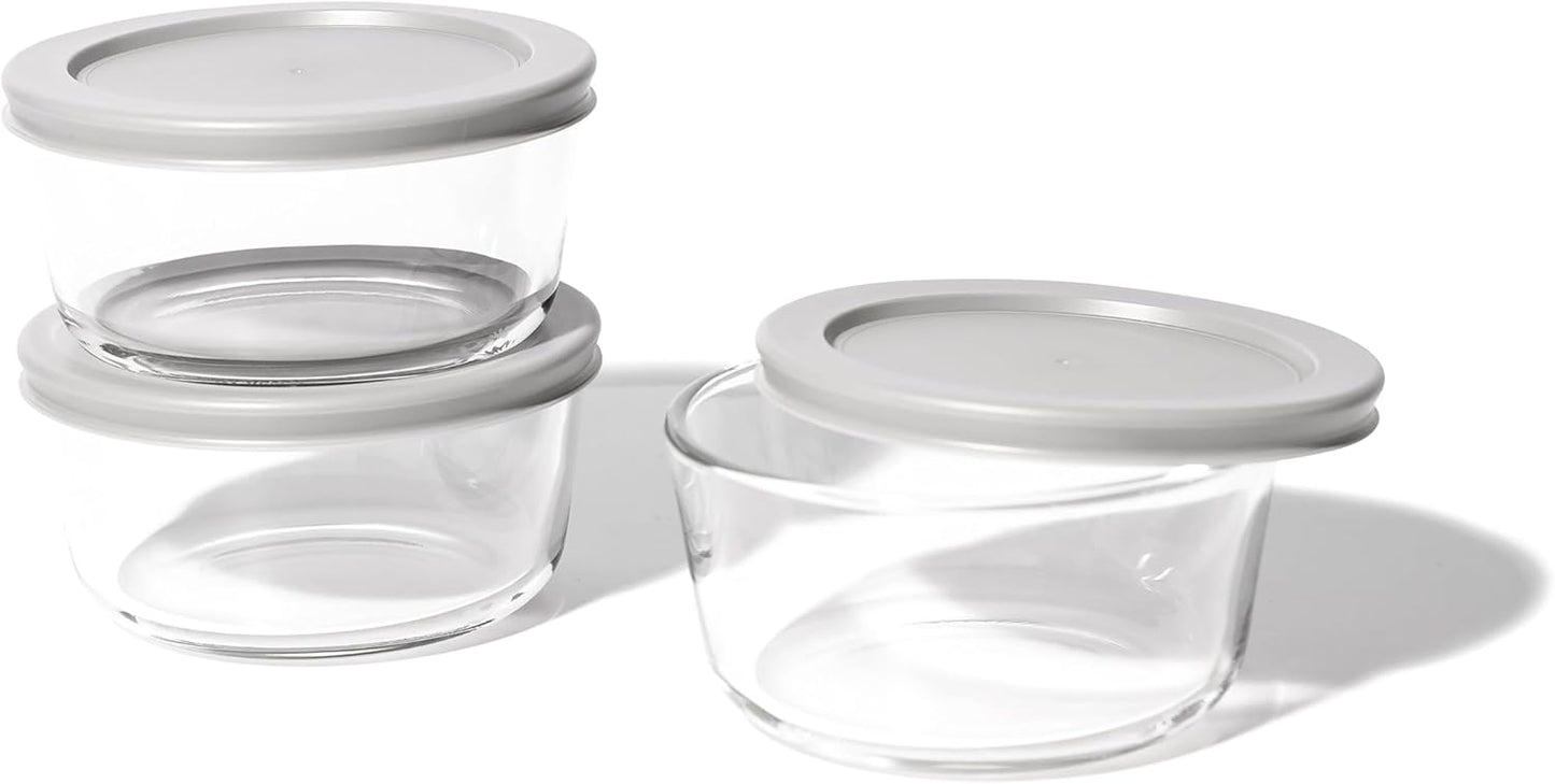 DURA LIVING 6-Piece Glass Food Storage Containers Set (3 Containers + 3 BPA-Free Lids) | 2-Cup, Leakproof | Microwave, Freezer, Oven & Dishwasher Safe | Ideal for Meal Prep & Pantry Organization