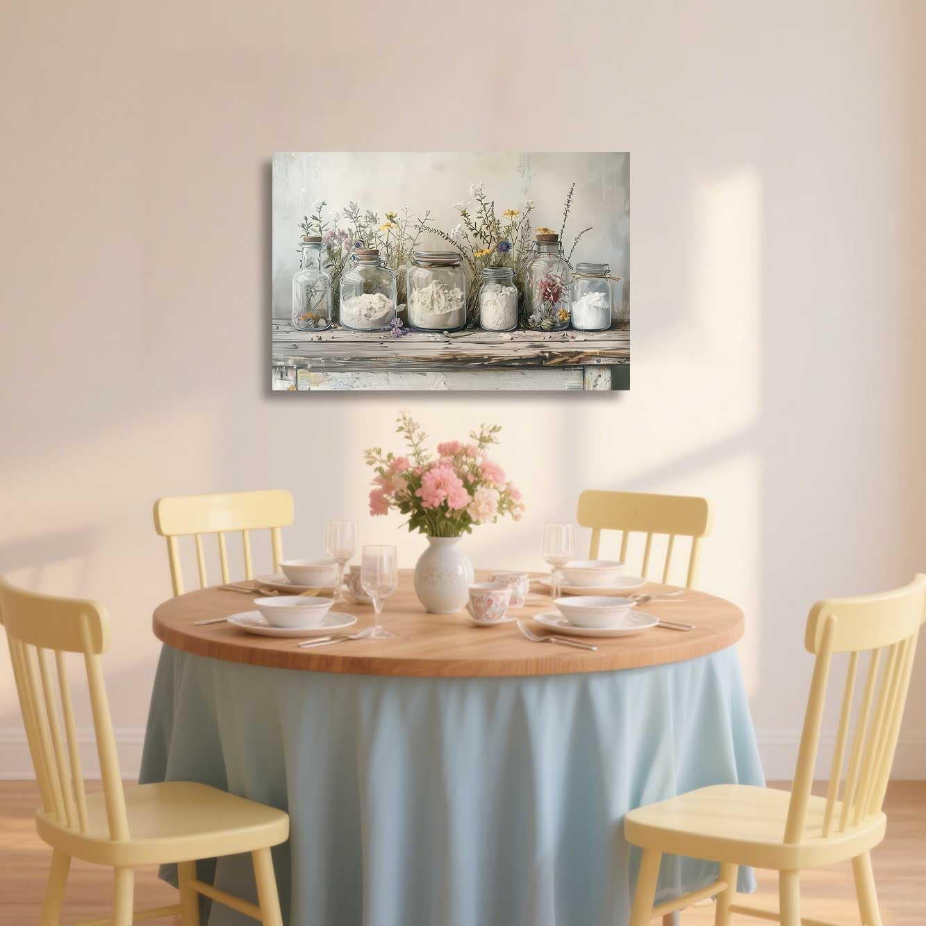 ZSHARTSWD Farm Kitchen Wall Art Country Mason Jar Spice Pictures Still Life Culinary Canvas Print Vintage Spices Food Painting Dining Room Home Decor Framed (White, 20.00" x 30.00")