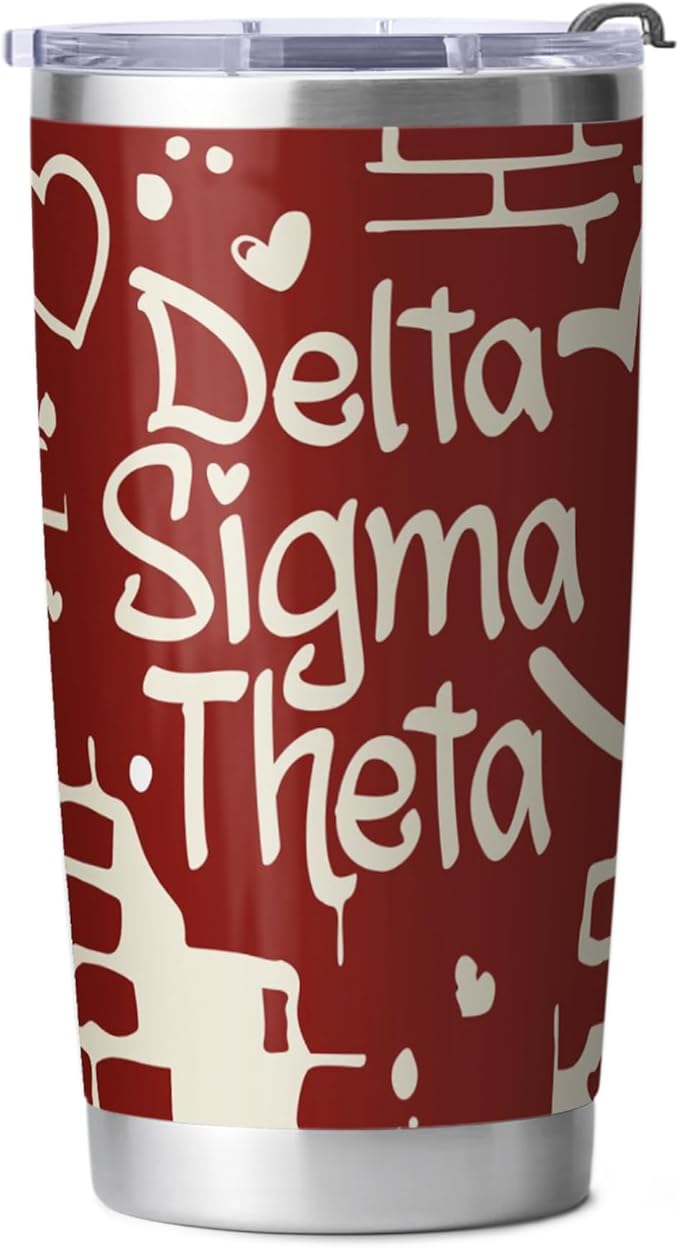 Delta Sigma Theta Sorority Paraphernalia - Official Vendor - 20 oz Stainless Steel Insulated Sublimation Tumbler - Heart