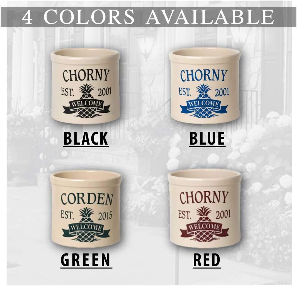 RAINBEAM Rustic Pineapple 2 Gallon Personalized Pineapple Ceramic Food Storage Container