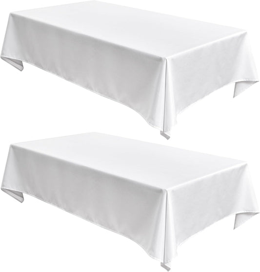 Fitable Linen Textured Tablecloths 2 Pack, Faux Burlap Rectangle Table Clothes for 6 Foot Tables, Rustic Table Covers for Buffet, Banquet, Kitchen Dining, Party, Farmhouse (White, 54 x 108 Inch)