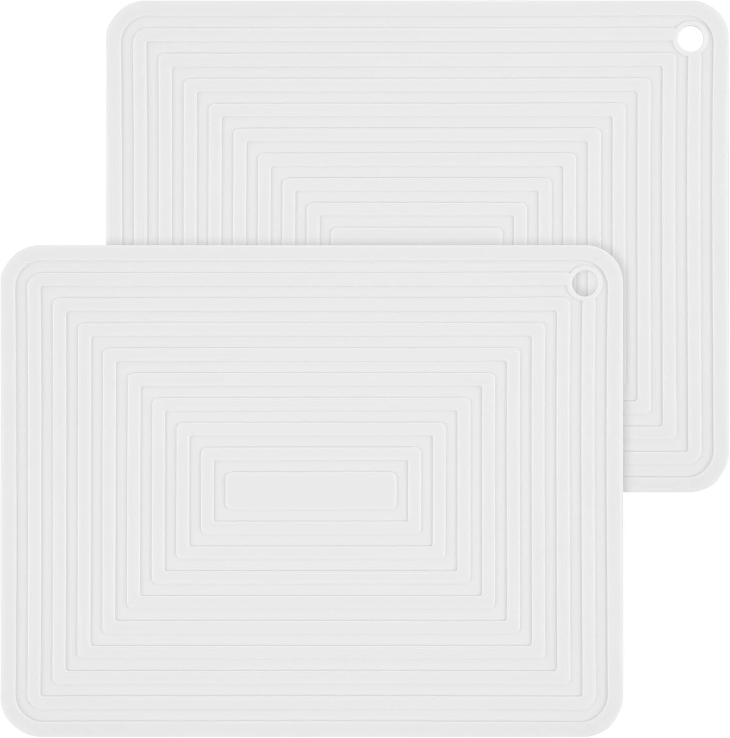 Silicone Trivets for Hot Dishes and Pots, Heat Resistant Mats Set of 2 White