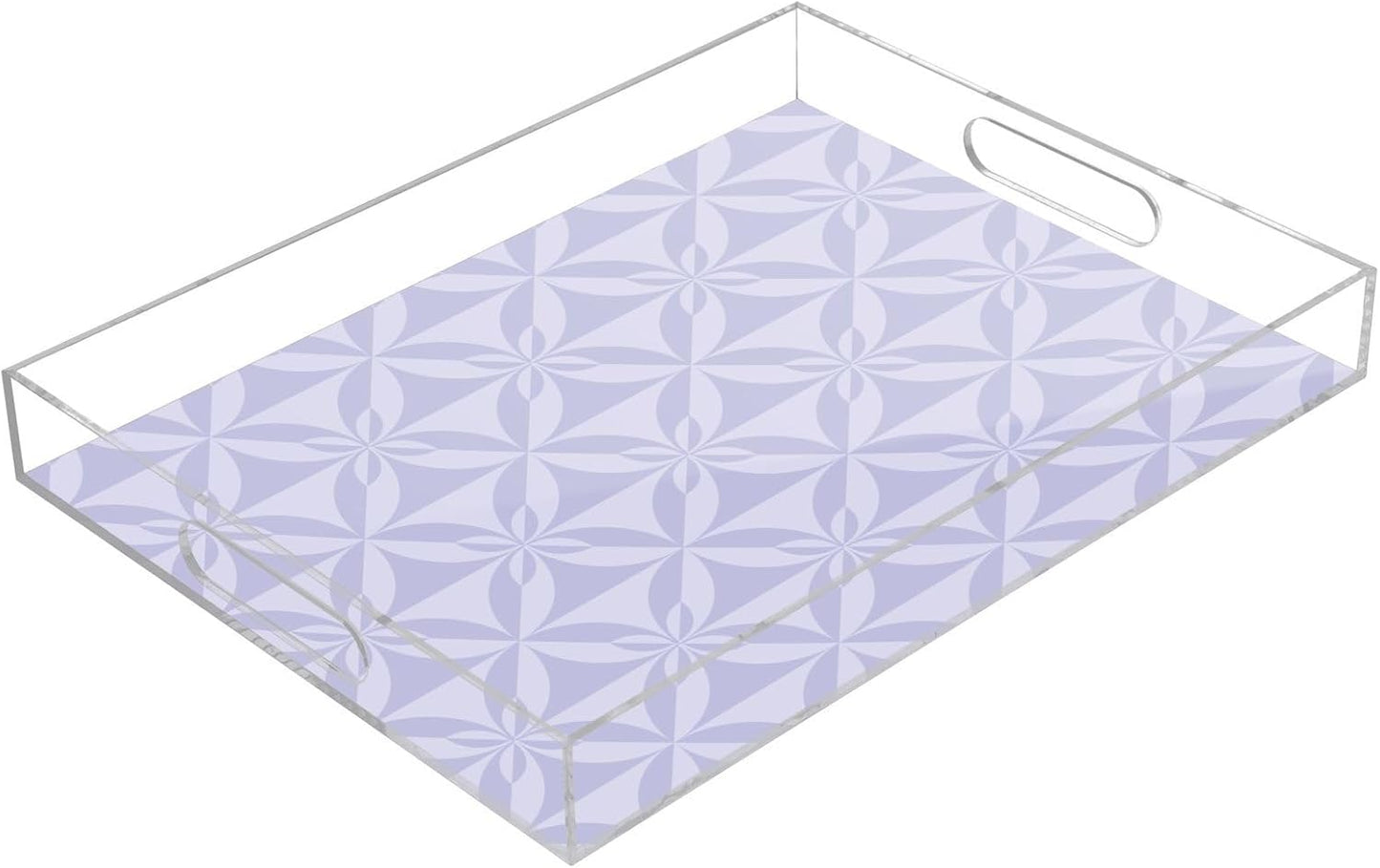 Acrylic Serving Tray with Handles Spill Proof Kitchen Storage Tray Clear Decorative Tray Makeup Drawer Organizer Storage Tray for Bathroom Living Room Ottoman 15.7x11.8Inches