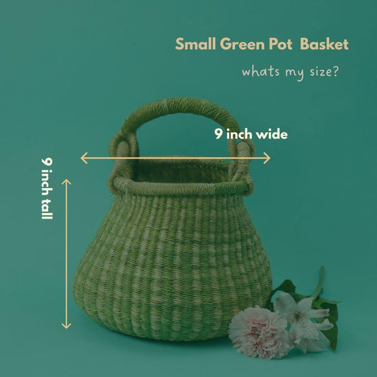 Small Green Pot Decorative Basket for Living Room, Shelf Basket, Home Decor, Fruit Bowl, Kitchen Countertop Storage, Harvesting, Wicker, Woven