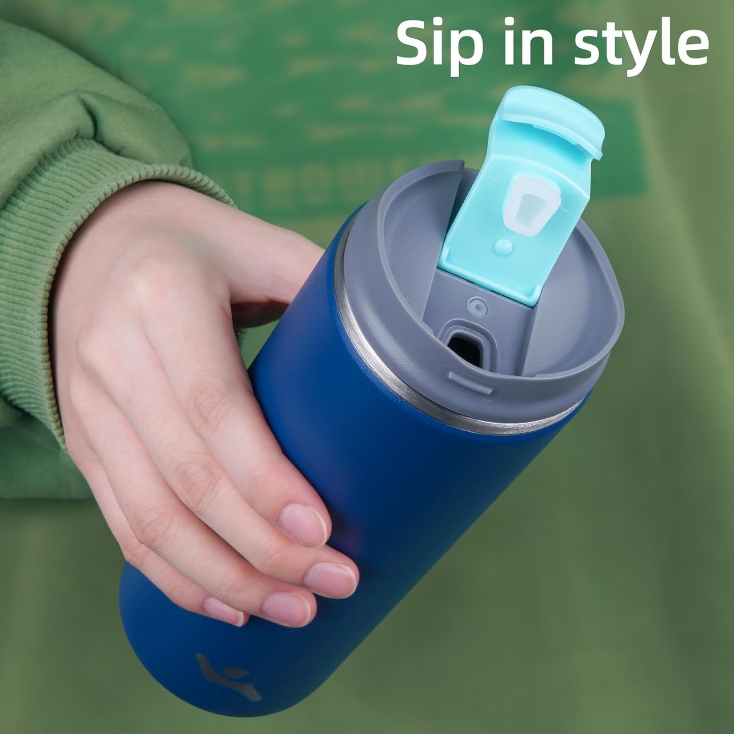 Tumbler with Lid, 16 oz Travel Coffee Mug Double Wall Vacuum Stainless Steel Thermal Metal Cup Insulated Water Bottle,Sapphire